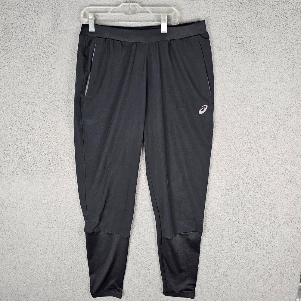Asics Athletic Pants Mens Medium Black Tapered Running Training Joggers 083394